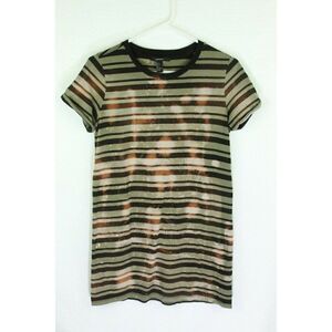 Forever 21 Top Camo Print Striped Short Sleeves Womens SMALL